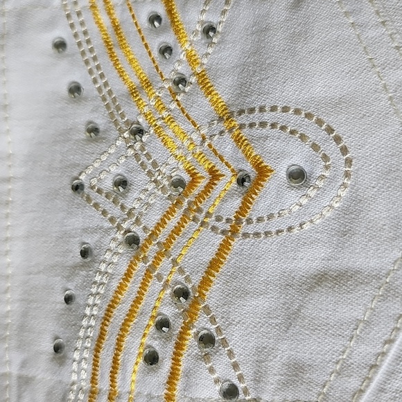 Womens White Pants With Enbrodery Pockets. Size Small P. Side Zipper. - Picture 8 of 8